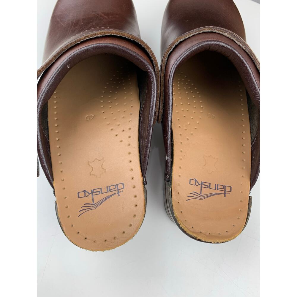 Dansko Ingrid Clogs Brown Leather Slip On Shoes Slingback Women's 40 US 9.5 10 - Picture 9 of 10